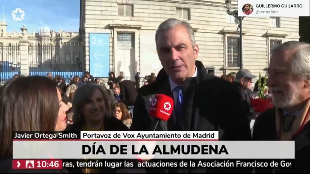 Ortega Smith, recién purgado por Vox, se encomienda a la Almudena para acabar "con el sanchismo"