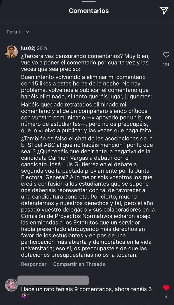 Acusaciones de censura. Acusaciones de censura.