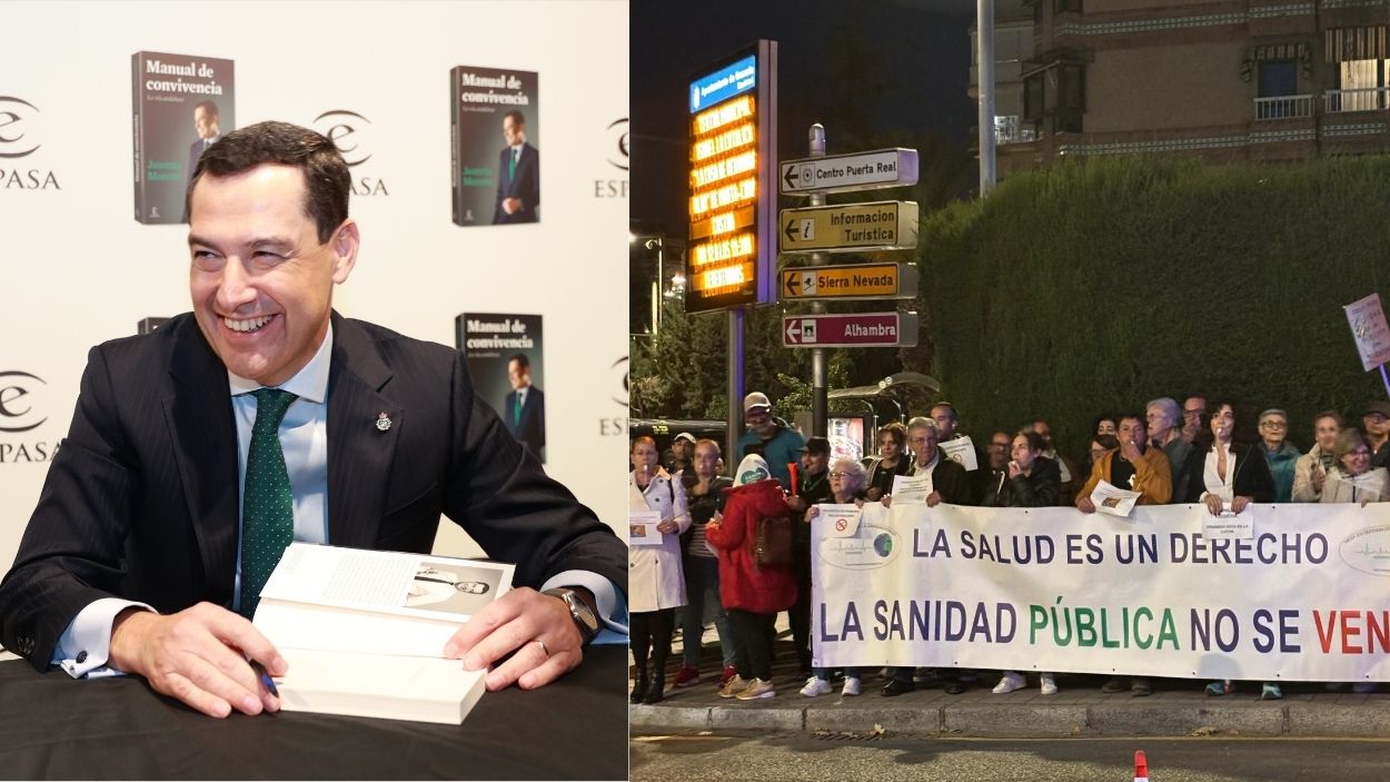 Vecinos aguardan la llegada de Moreno Bonilla para protestar por el estado de la sanidad pública