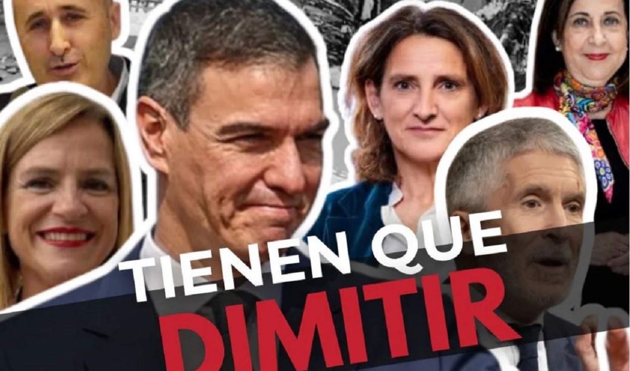 Cartel de una manifestación contra el Gobierno por la DANA. La Voz de Paiporta