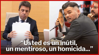 Tensión entre Mazón y Rufián durante la comisión por su gestión de la dana: "Es usted un homicida"