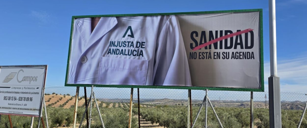Vallas contra la gestión de la Sanidad Pública en Andalucía en Jaén