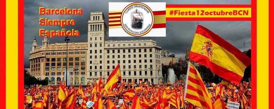 Cartel anunciando la manifestación en Barcelona el 12 de octubre