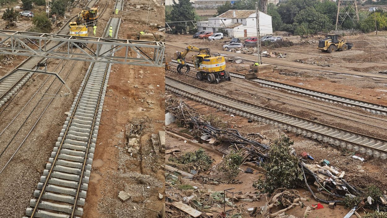 Trabajos de recuperación en las vías afectadas por la DANA