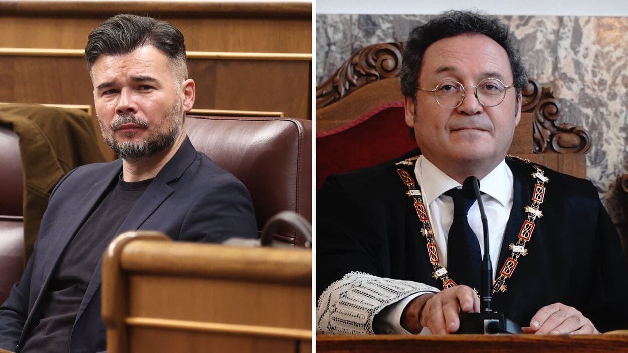 El portavoz de ERC, Gabriel Rufián, y el fiscal general del Estado, Álvaro García Ortiz. Elaboración propia.
