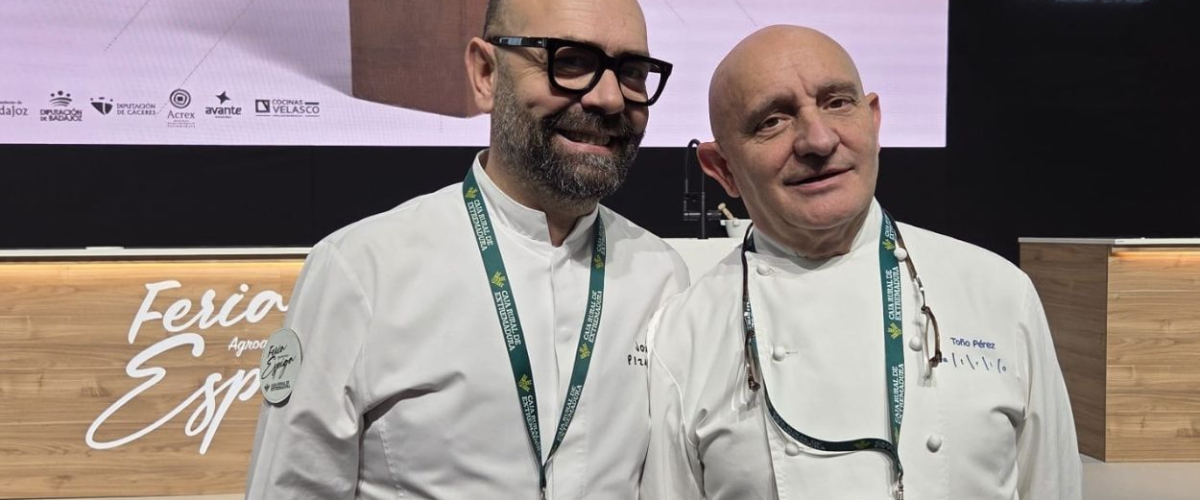 Toño Pérez y José Pizarro ponen voz a la despensa extremeña como embajadores de la Feria Espiga Toño Pérez y José Pizarro ponen voz a la despensa extremeña como embajadores de la Feria Espiga