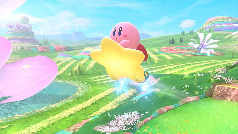 Kirby sobre una estrella en Kirby Air Riders