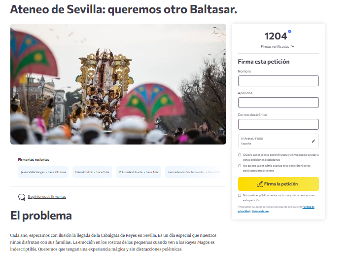 Change.org para sustituir a Moreno Bonilla como Baltasar