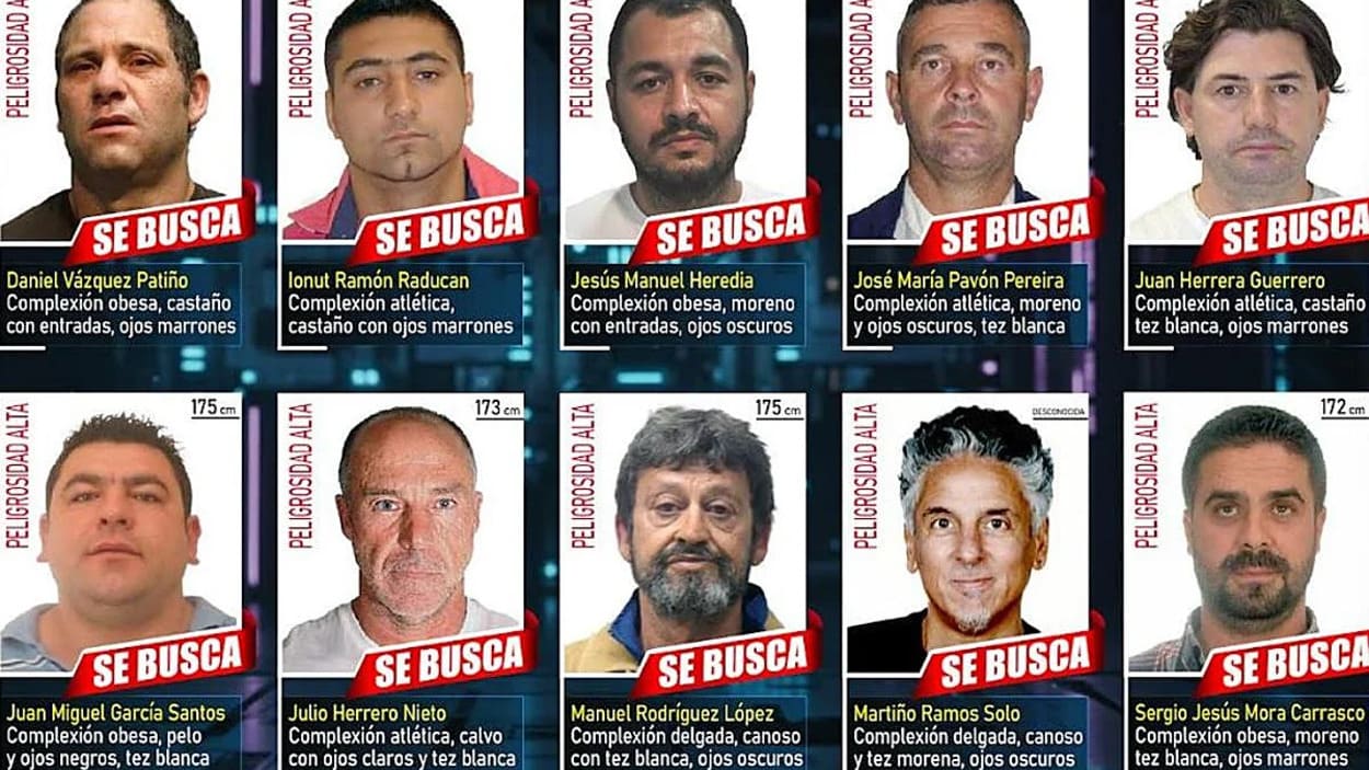 Imagen de los 10 fugitivos más buscados de España por la Policía Nacional. Policía Nacional.