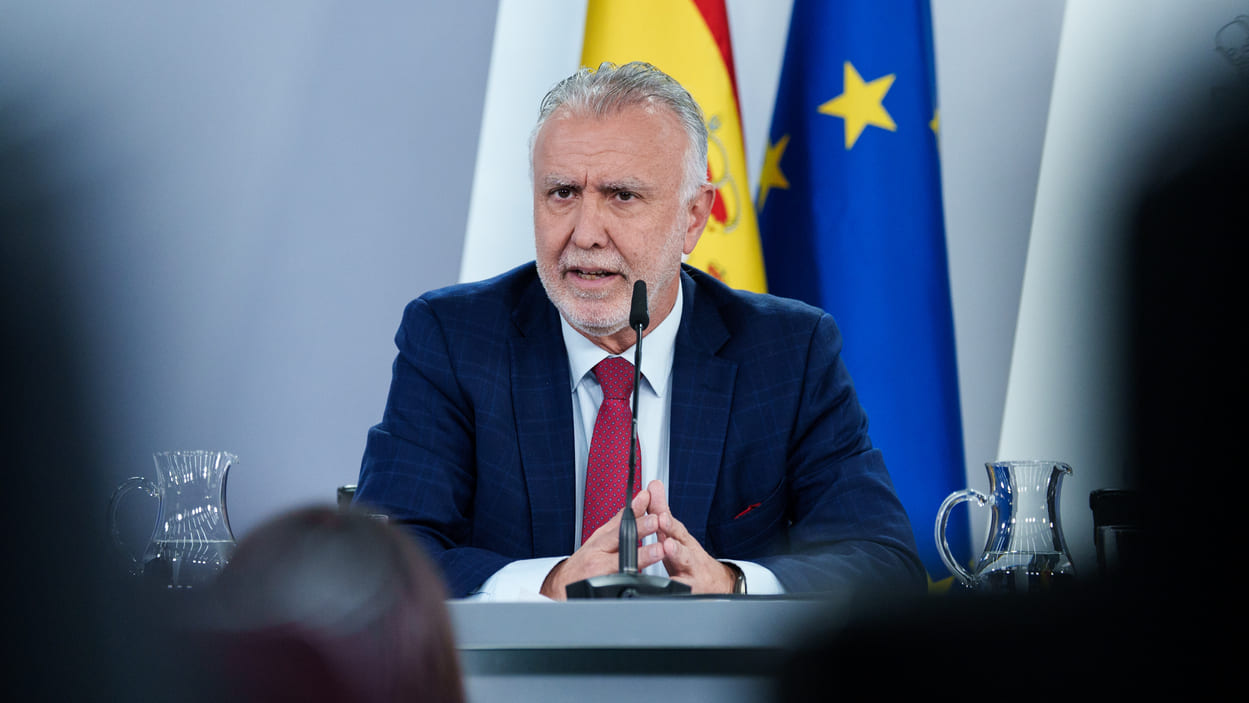 El ministro de Política Territorial y Memoria Democrática , Ángel Víctor Torres, en rueda de prensa tras el Consejo de Ministros. EP.