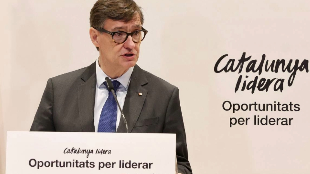 El presidente de la Generalitat, Salvador Illa, en la conferencia 'Oportunitats per liderar', celebrada en Sabadell