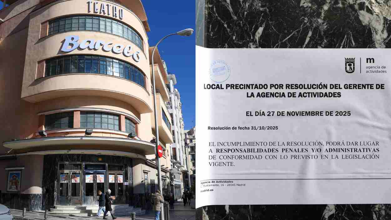 Fachada del Teatro Barceló, a 27 de noviembre de 2025, en Madrid. Europa Press