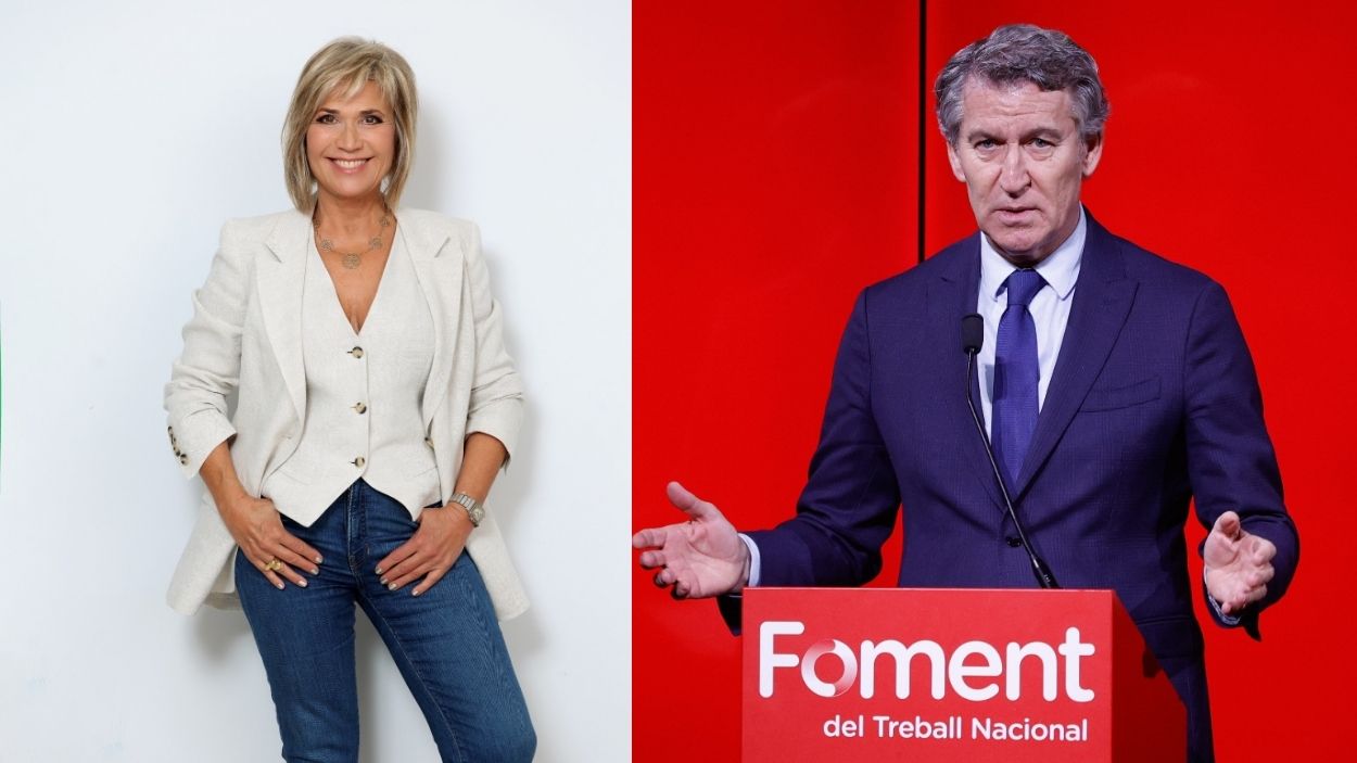 La periodista Julia Otero y el líder del PP Alberto Nuñez Feijóo. EP.