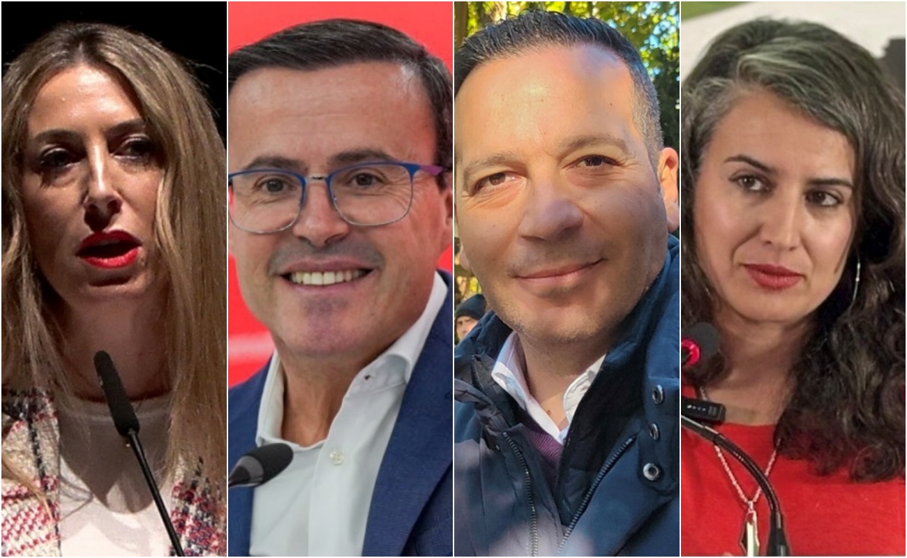 María Guardiola (PP), Miguel Ángel Gallardo (PSOE), Óscar Fernández (Vox) e Irene de Miguel (Unidas), candidatos a las elecciones de Extremadura