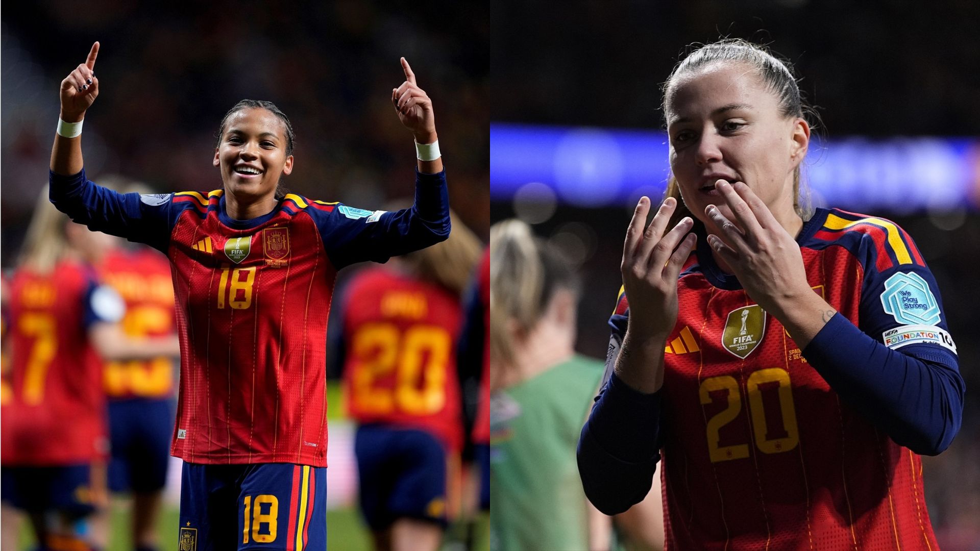 Vicky López y Clàudia Pina celebrando los goles| EP