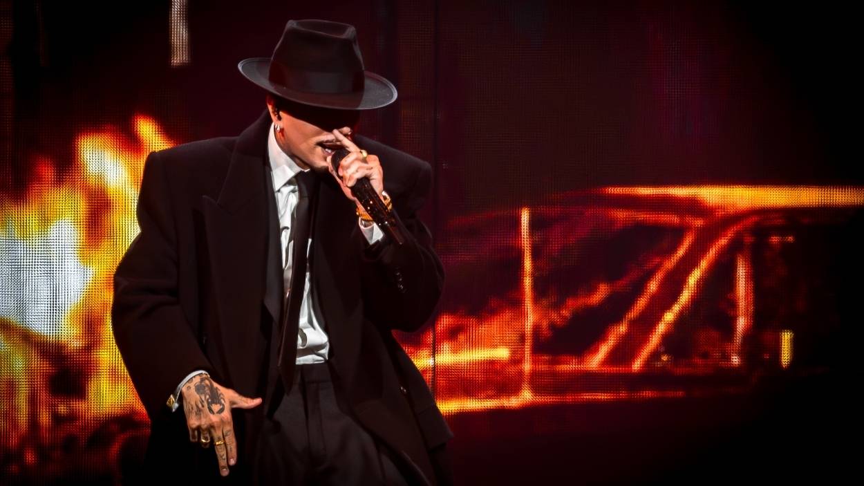 Rauw Alejandro durante su actuación en el Movistar Arena. EP.