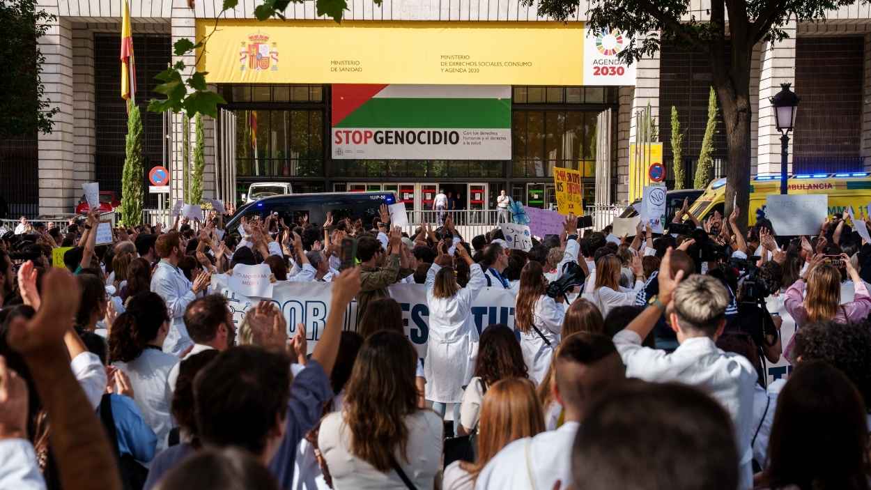 Manifestación con motivo de la huelga de médicos contra el nuevo Estatuto Marco, el pasado 3 de octubre. EP.