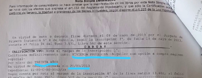 Un edificio de viviendas de VPO en Sevilla fue adjudicado a un fondo buitre italiano ignorando su protección legal