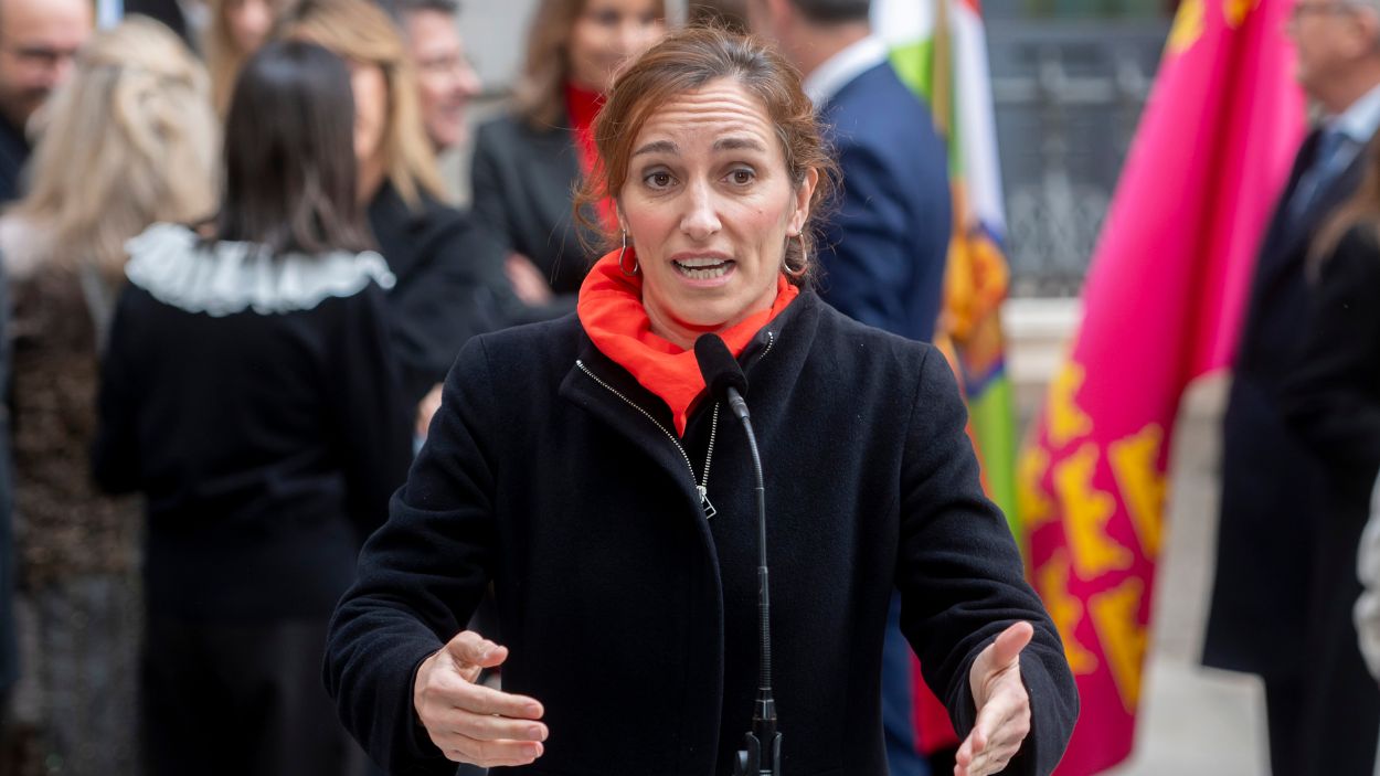 La ministra de Sanidad, Mónica García, durante el acto institucional por el Día de la Constitución. EP.