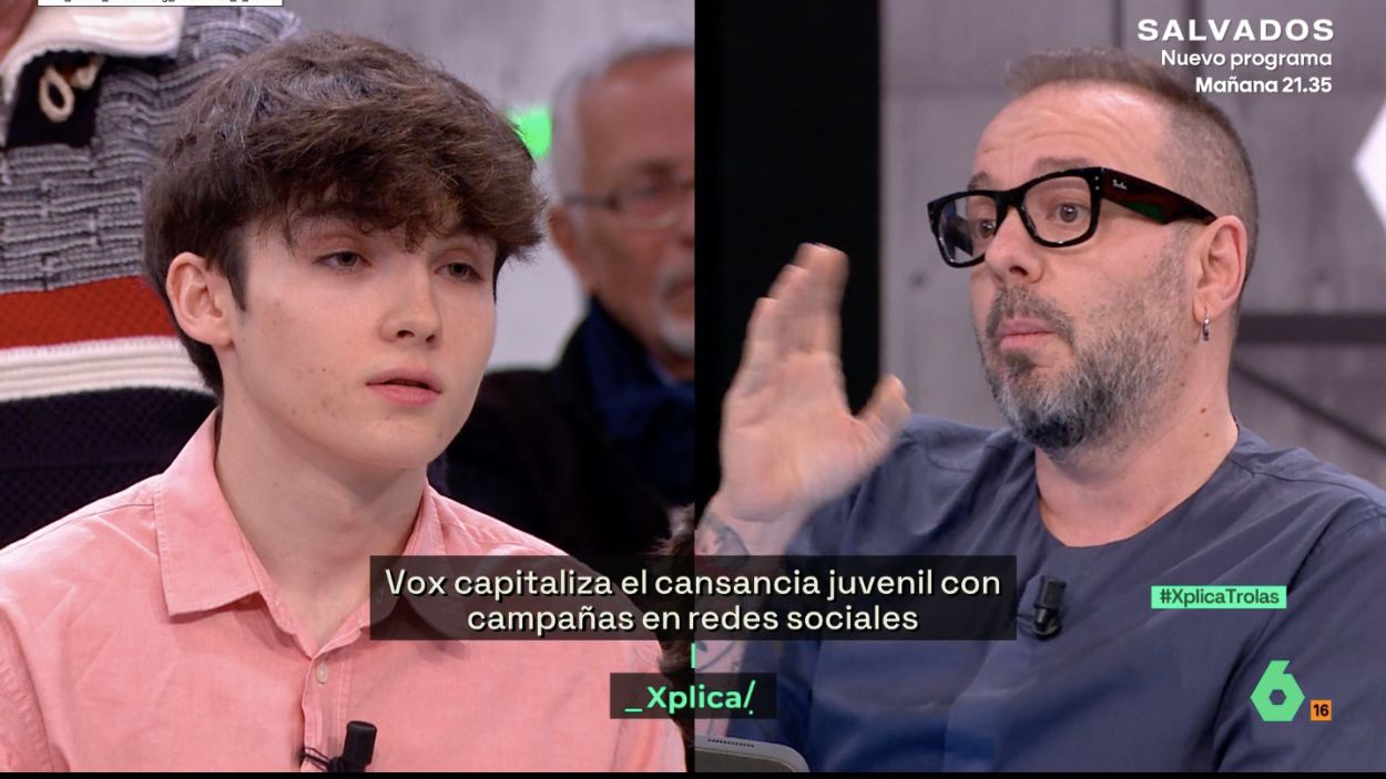 Jon Echevarría y el periodista Antonio Maestre. laSexta Xplica.