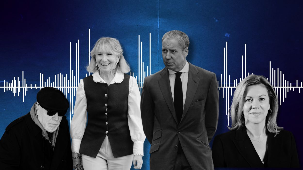 Ilustración de José Manuel Villarejo, Esperanza Aguirre, Eduardo Zaplana y María Dolores de Cospedal. Elaboración propia