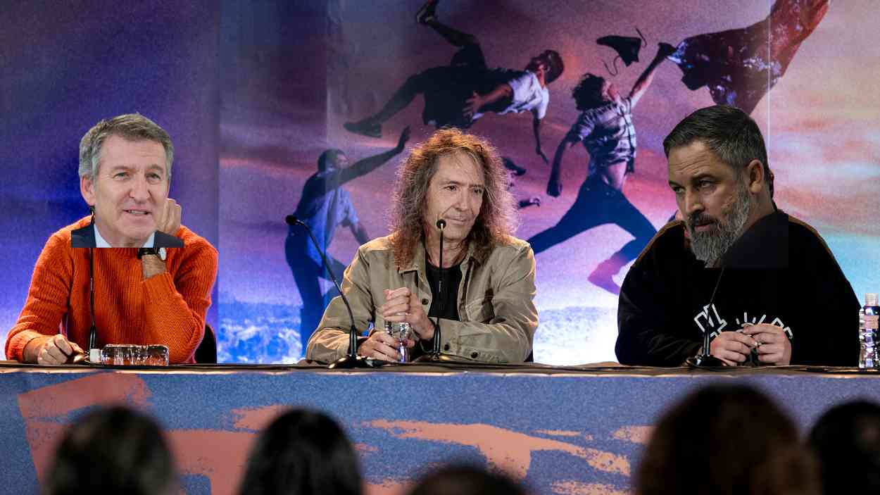 Santiago Abascal, Robe Iniesta y Alberto Núñez Feijóo