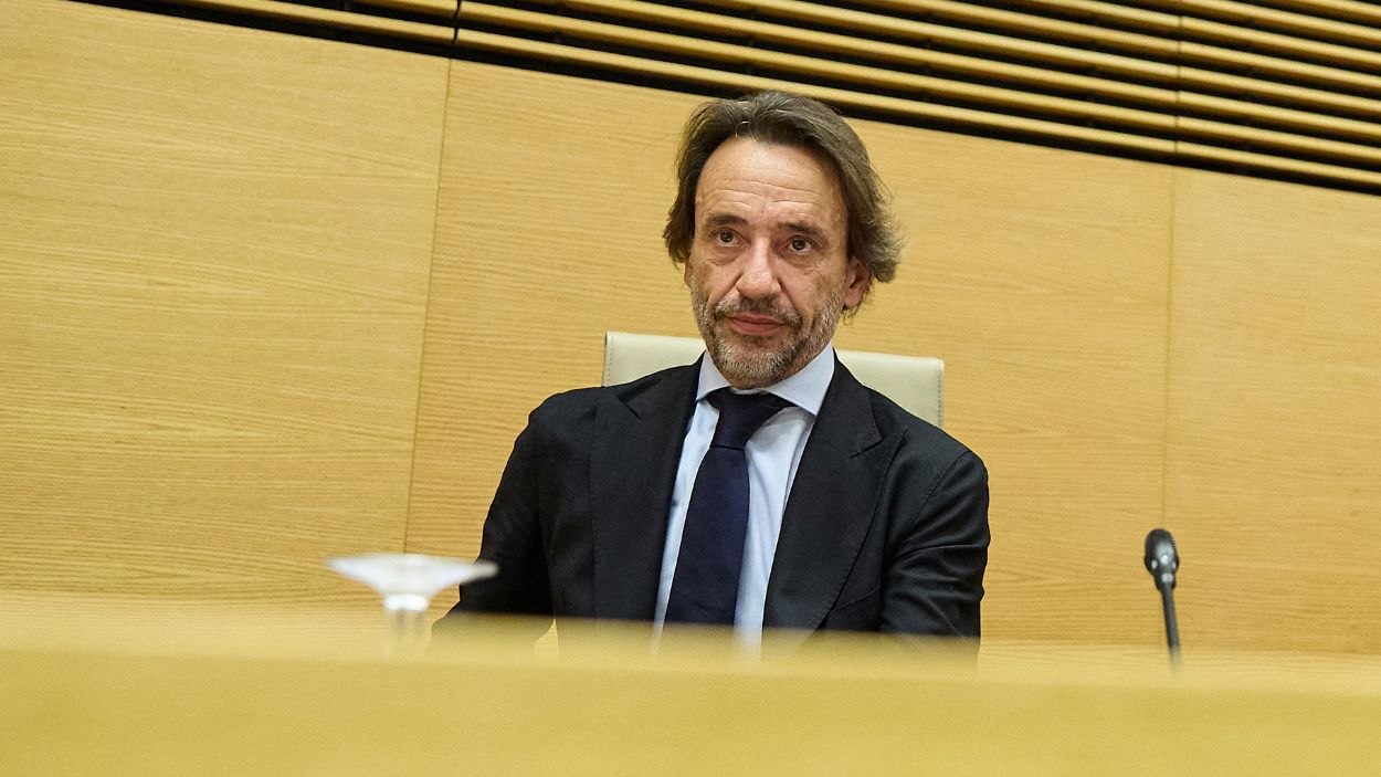 El jefe de Gabinete de Carlos Mazón, José Manuel Cuenca, en su comparecencia en la comisión de la DANA en el Congreso de los Diputados. EP.