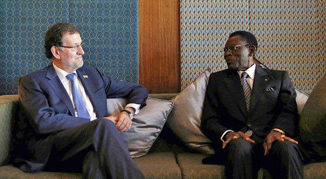 El dictador Teodoro Obiang Nguema y el presidente en funciones Mariano Rajoy