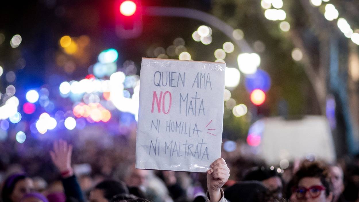 Una pancarta durante una concentración por el día de la Eliminación de la violencia contra las Mujeres, a 25 de noviembre de 2025. EP/Archivo.