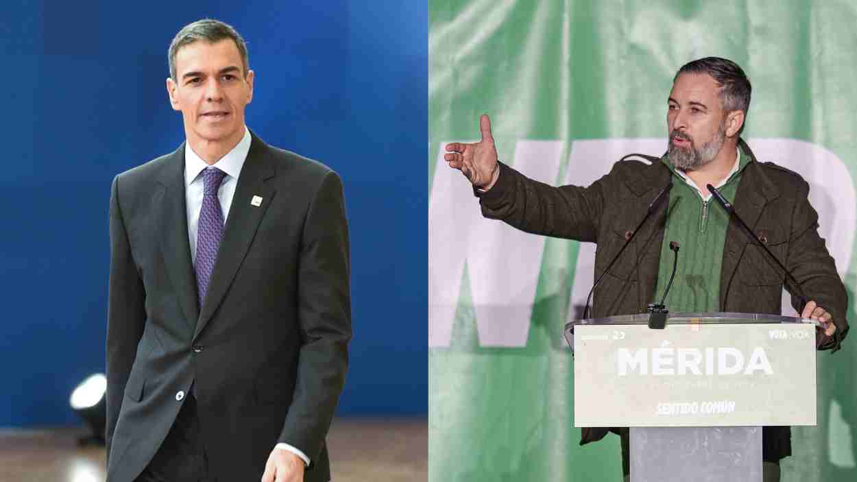 El presidente del Gobierno, Pedro Sánchez, y el presidente de VOX, Santiago Abascal