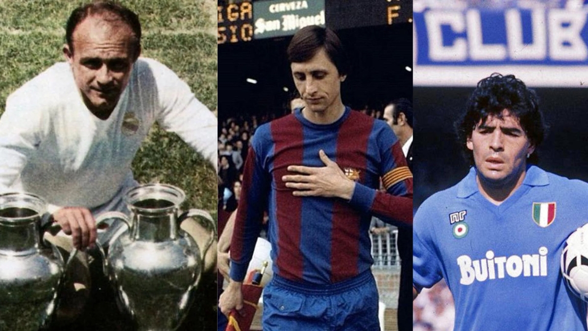 Di Stefano, Cruyff y Maradona| Montaje propio