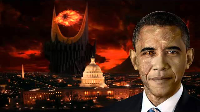 Un montaje que parodia el reinado 'saurónico' del reptiliano Barack Obama. 