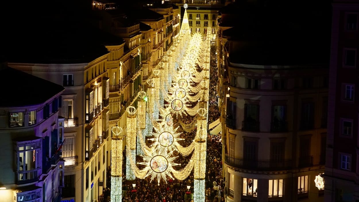 Encendido del alumbrado de Navidad en la céntrica calle Larios de Málaga. EP.