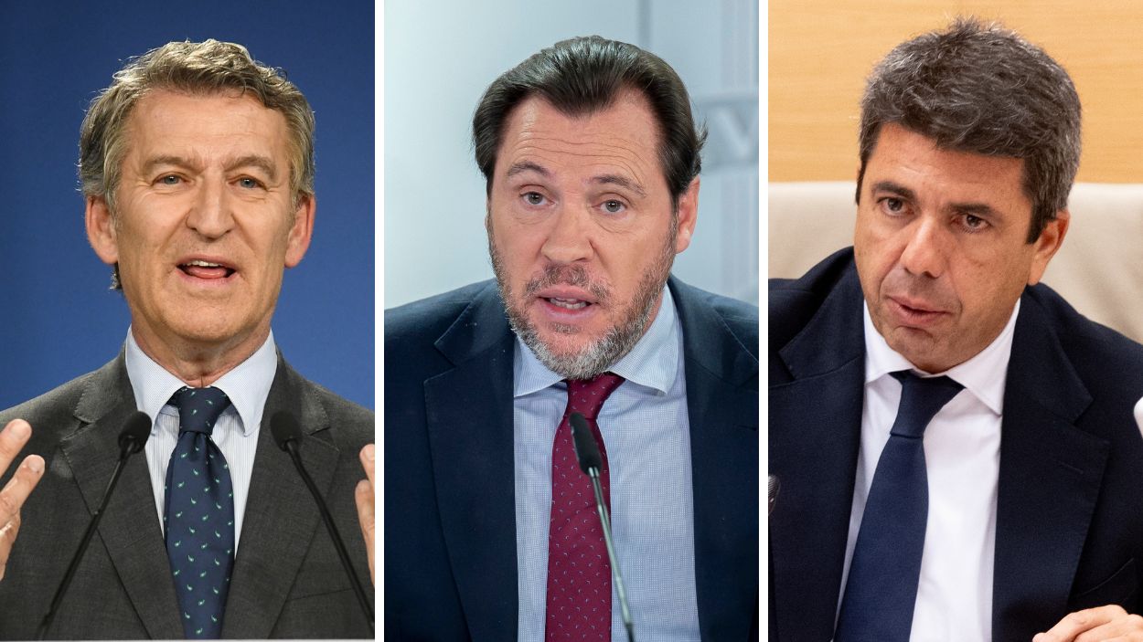 Fotomontaje de Alberto Núñez Feijóo, Óscar Puente y Carlos Mazón. Elaboración propia.