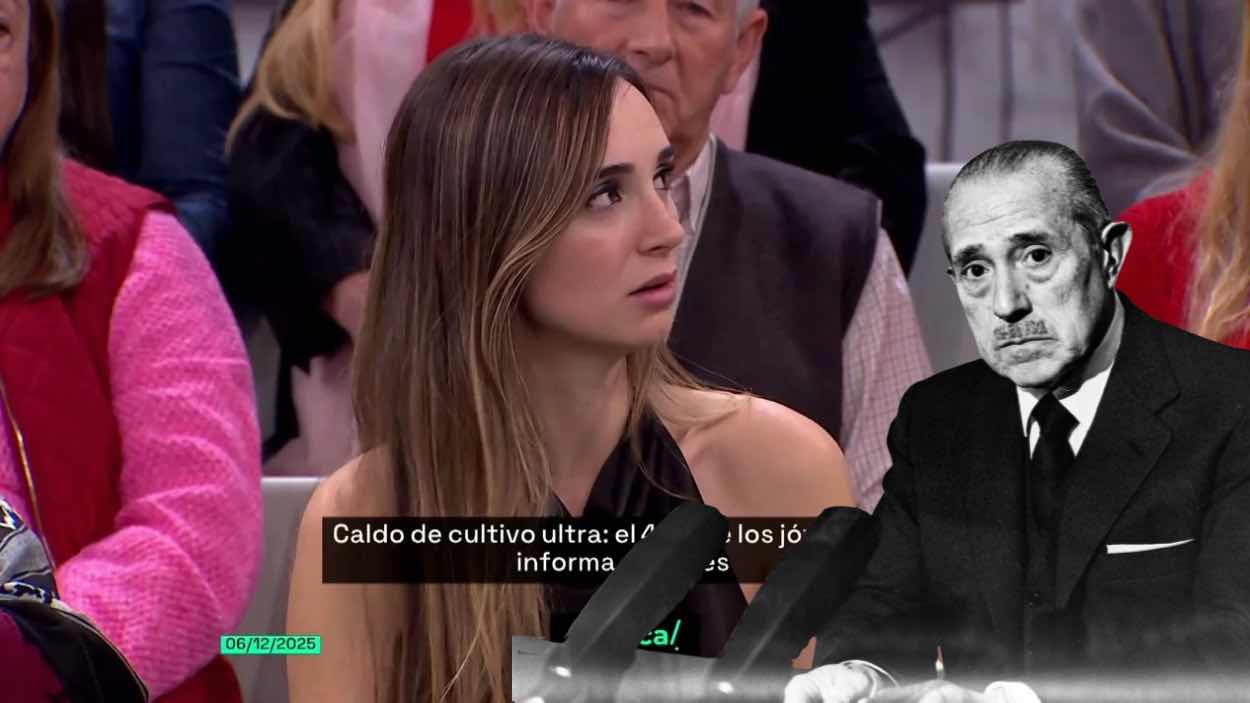 María González durante su intervención en ‘laSexta Xplica’ y Francisco Franco. EP