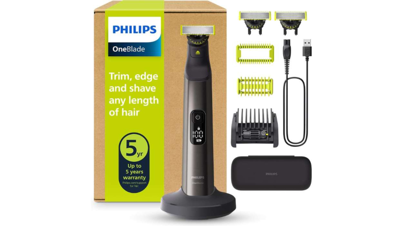 Philips OneBlade Pro 360, una afeitadora y recortadora eléctrica facial y corporal, y que está diseñada para cortar el pelo, no la piel Philips OneBlade Pro 360, una afeitadora y recortadora eléctrica facial y corporal, y que está diseñada para cortar el pelo, no la piel