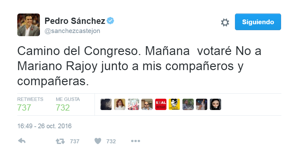 Tuit Pedro Sánchez