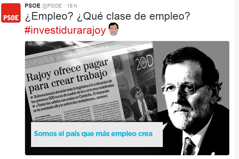 Uno de los tuits del PSOE en las redes 