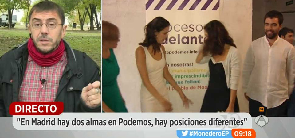 Juan Carlos Monedero criticando a Rita Maestre durante su entrevista en 'Espejo Público'