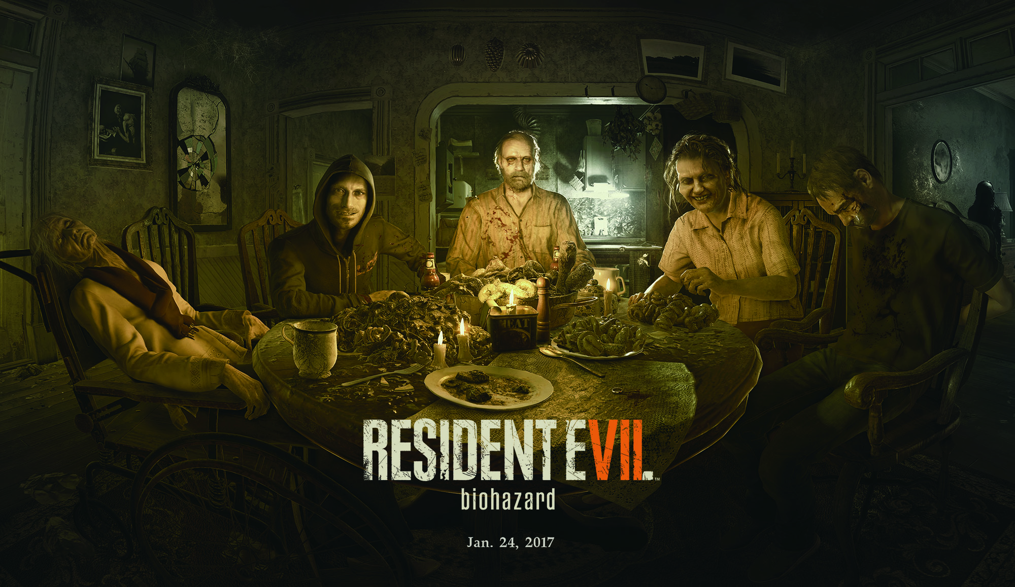 Cena con la familia Baker, de Resident Evil 7.