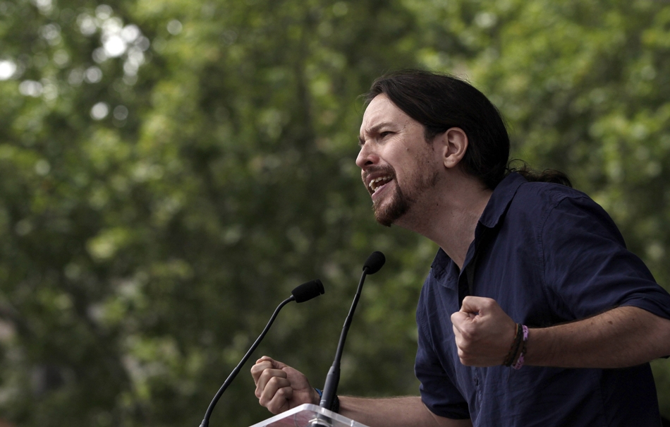 Pablo Iglesias durante un mitin en Barcelona 