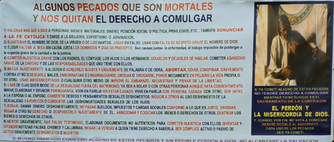 Pecados mortales que niegan el derecho a la comunión para un cura de Viveros