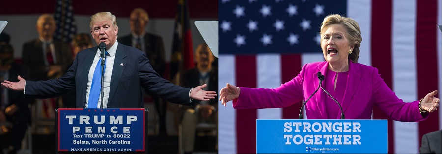 Montaje con los candidatos a presidente de EEUU Donald Trump y Hillary Clinton
