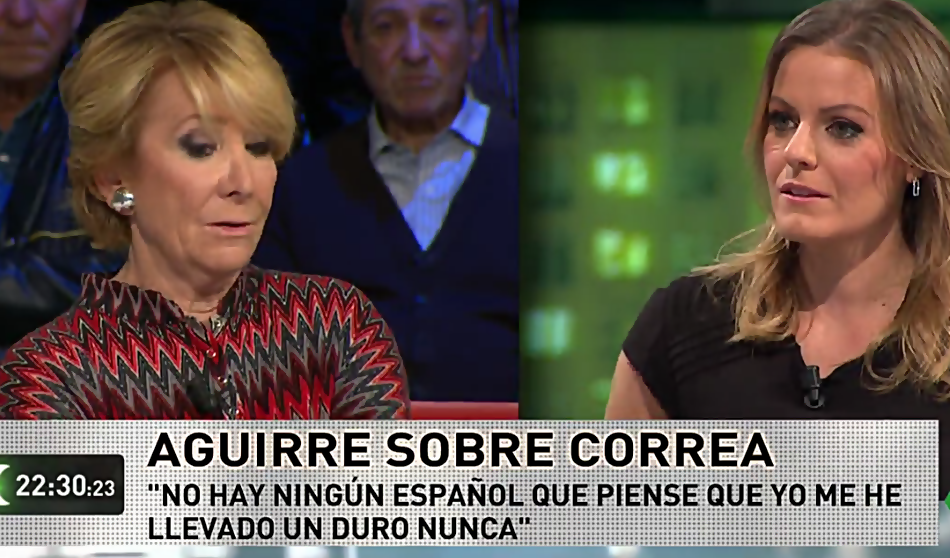 Esperanza Aguirre durante su entrevista en La Sexta Noche. 