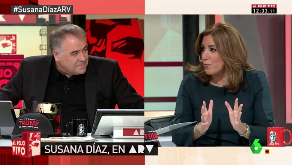 La presidenta andaluza, Susana Díaz, junto al periodista Antonio García Ferreras, hoy en La Sexta.