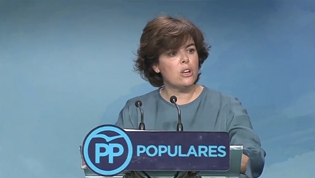 Soraya Sáenz de Santamaría en rueda de prensa tras las primarias del PP.
