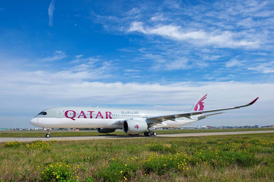 Avión A350 de la aerolínea Qatar Airways