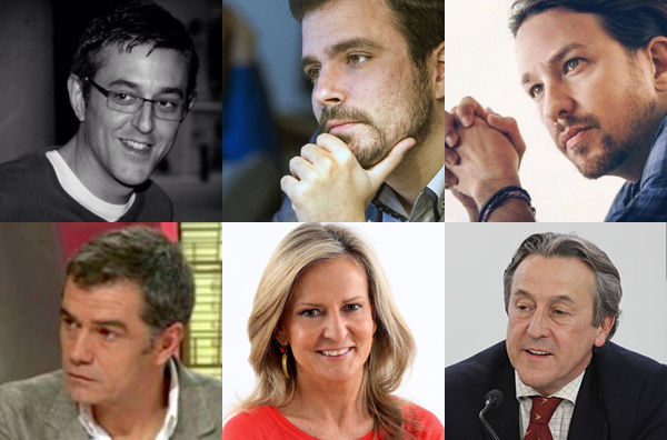 Eduardo Madina, Alberto Garzón, Pablo Iglesias, Toni Cantó, Isabel San Sebastián y Hermann Tertscht