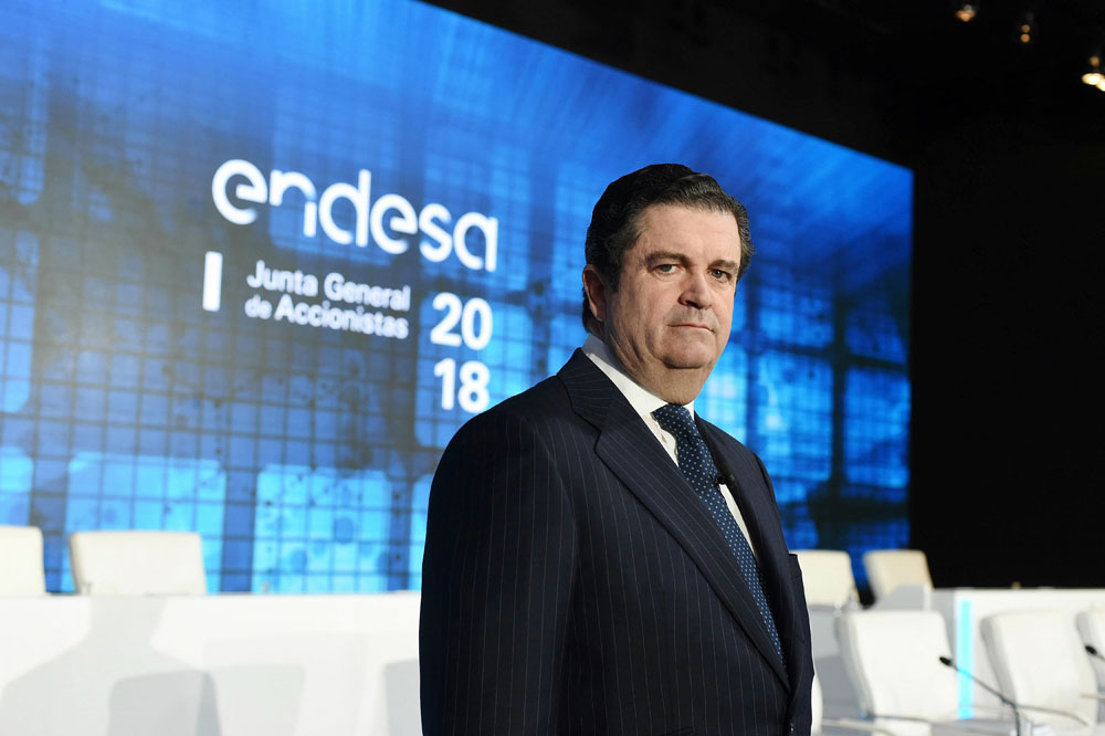 El presidente de la compañía de electricidad Endesa, Borja Prado, durante la Junta de accionistas
