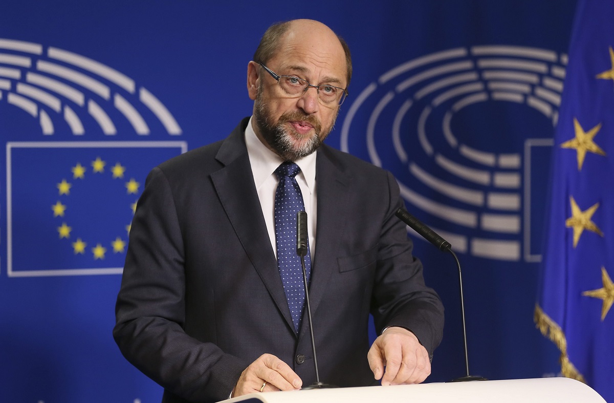 Martin Schulz durante la rueda de prensa en la que renuncia a la reelección del Parlamento Europeo